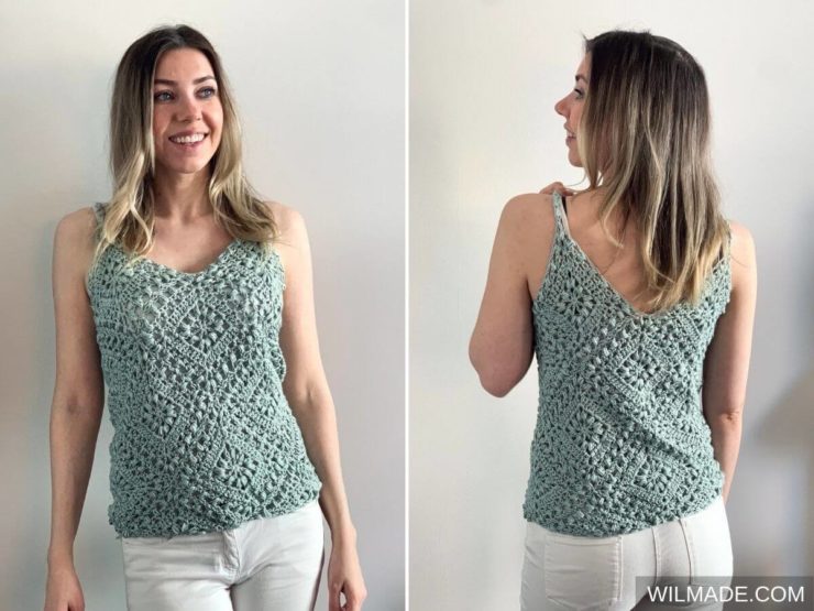 Tulip Square Tank top - free crochet pattern