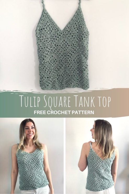 Tulip Square Tank top - free crochet pattern pinterest pin